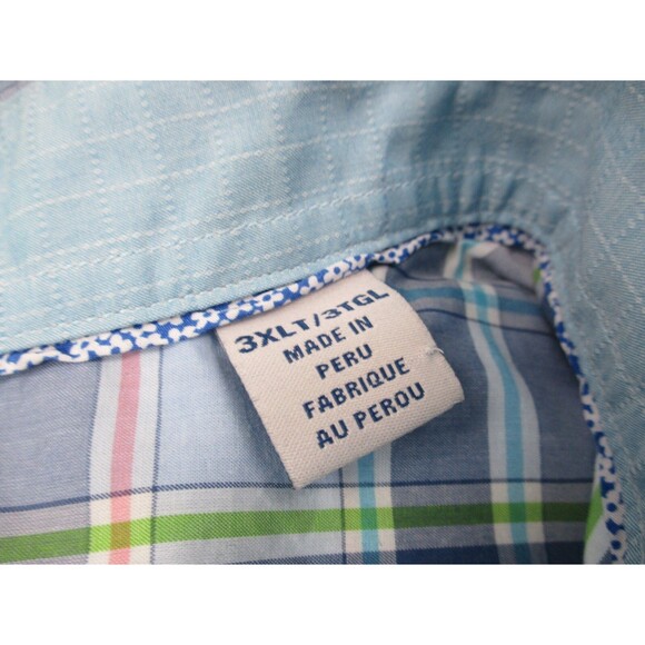 Tommy Bahama Shirt Men 3XLT Blue Pink Plaid Newport Coast Casual Button Up - Picture 6 of 11